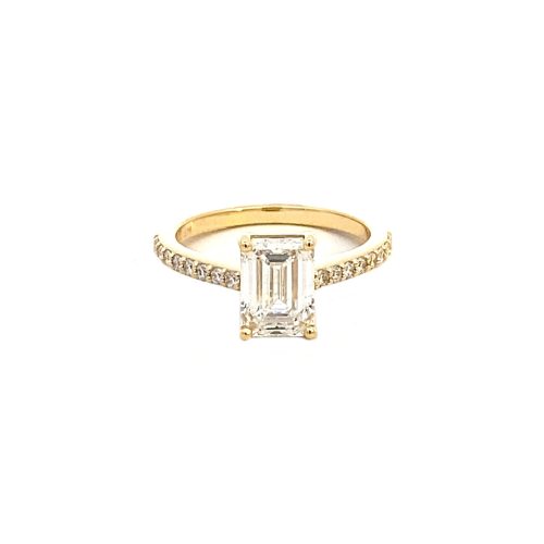 9ct Yellow Gold 2.00ct Lab Grown Emerald cut Diamond Ring - Image 3