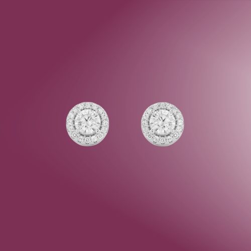 Silver 3mm Round Halo Cubic studs