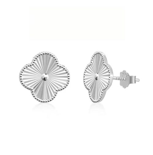Silver Van Cleef Stud Earrings - Image 2
