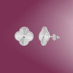 Silver Van Cleef Stud Earrings