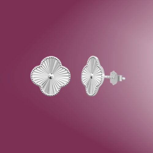 Silver Van Cleef Stud Earrings