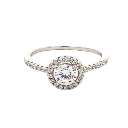 Silver Halo Cubic Zirconia Ring - Image 2